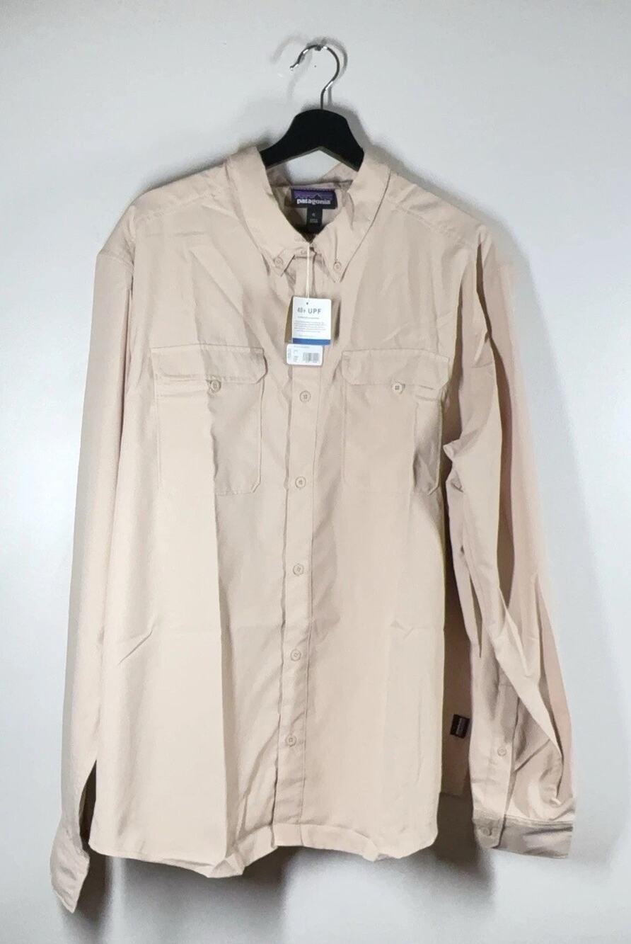 Patagonia Self Guided Hike Shirt Mens XL Beige Long Sleeve UPF 40+ NWT $89